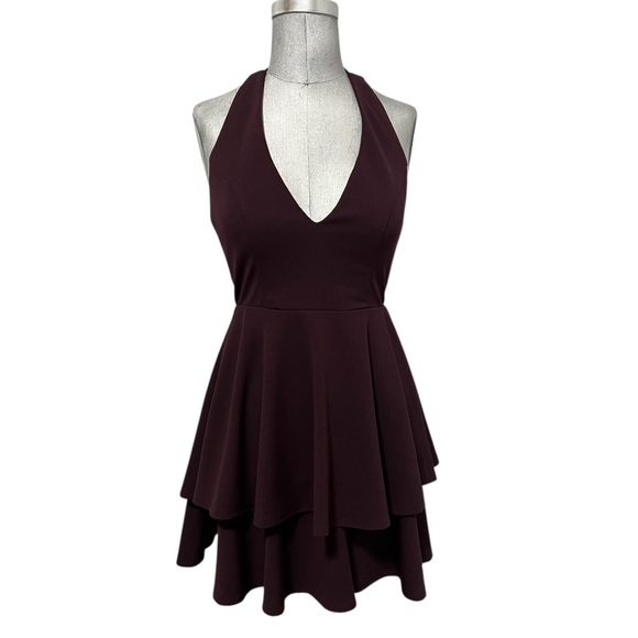 Altar’d State Elegant Halter Neck Skaters Dress in Burgundy Size S - Picture 1 of 9